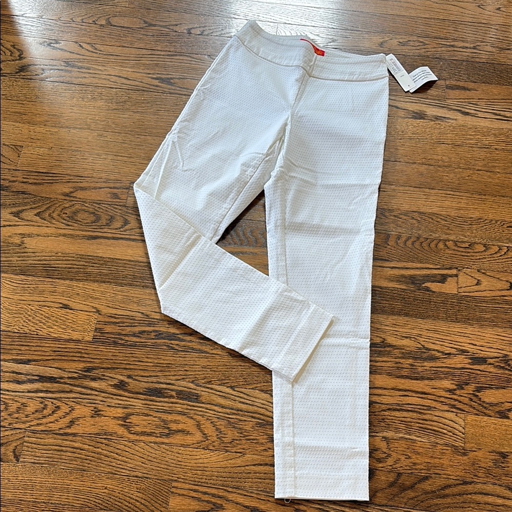 Krazy Larry NWT Spring Print White Textured Pants, 0